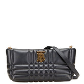 バーバリー TBロゴ チェーン ショルダーバッグ ブラック レザー レディース BURBERRY 【中古】